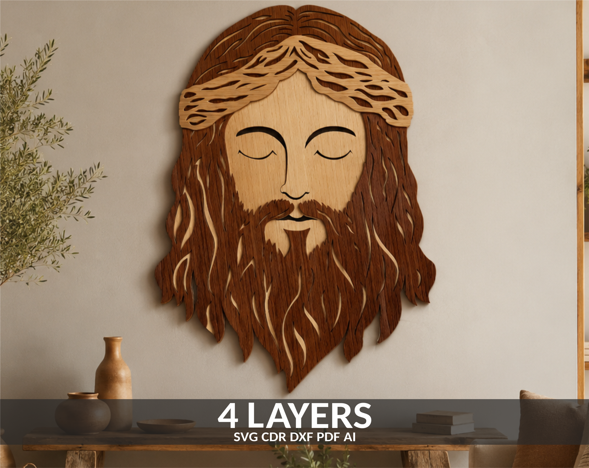3D-Jesus-Head-Layered-SVG-Laser-Cut