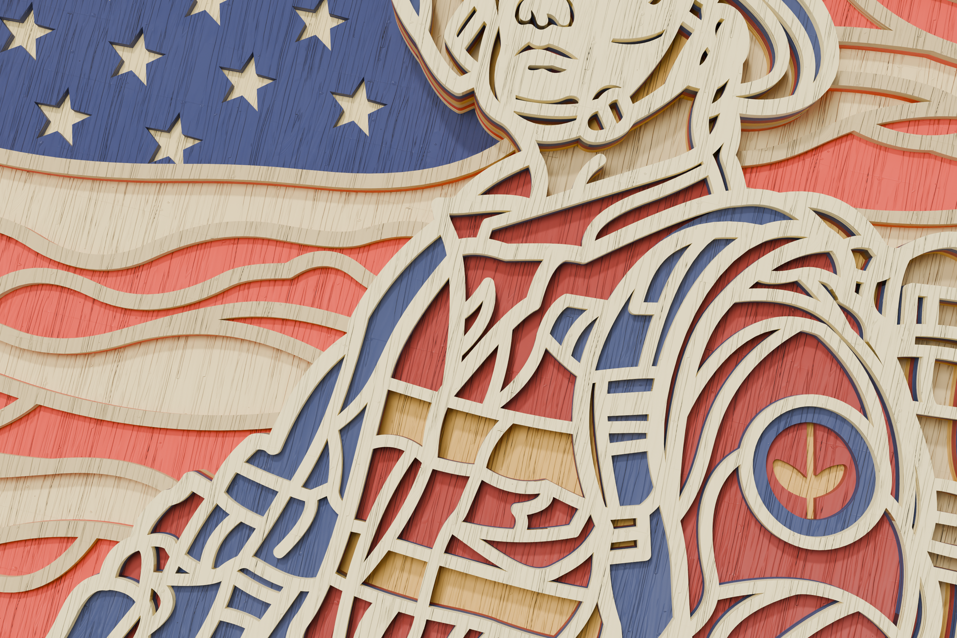 3D-Shadowbox-Firefighter-US-Flag-Template-SVG