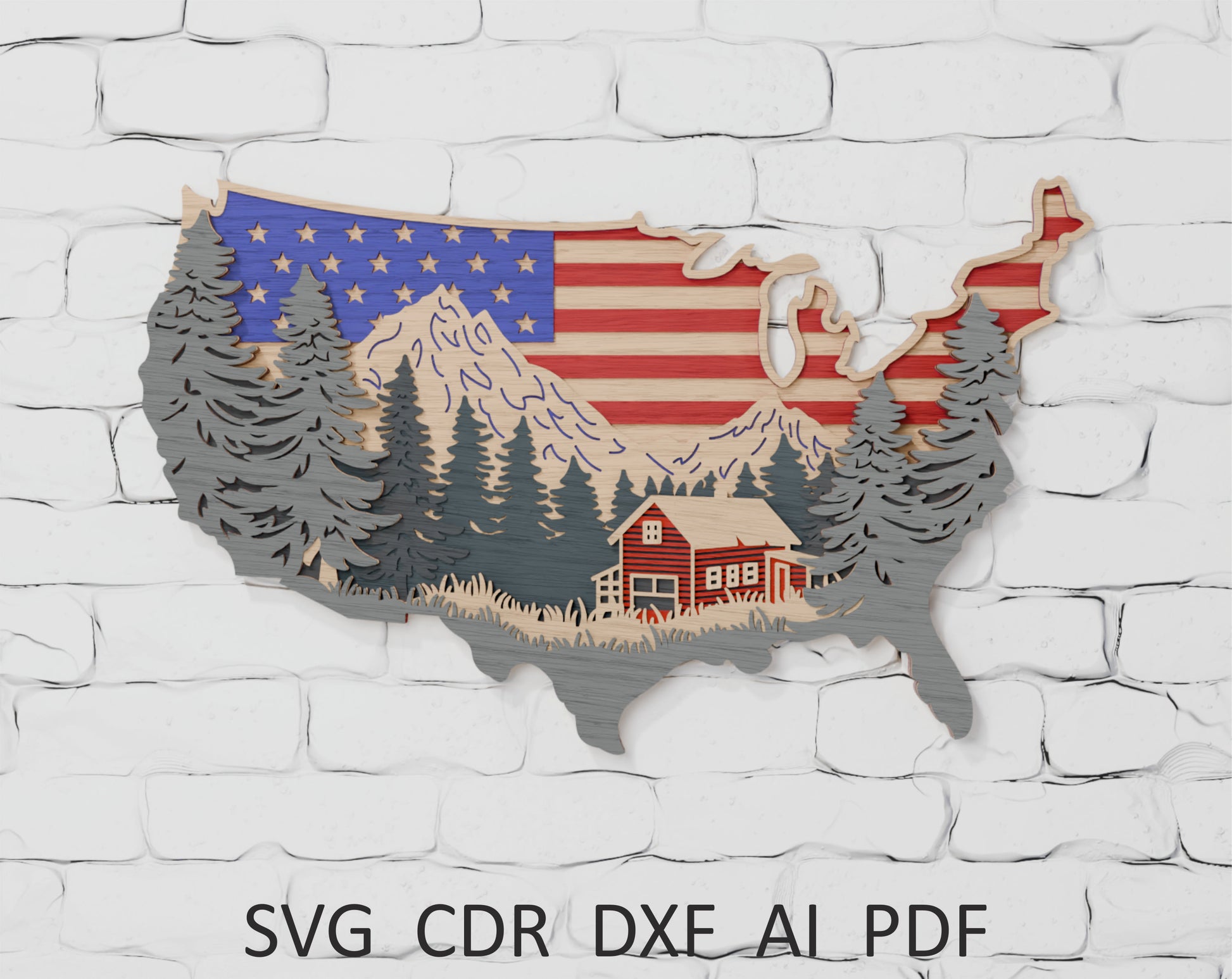 3D-US-Map-Farm-Scene-Layered-SVG-Laser-Cut