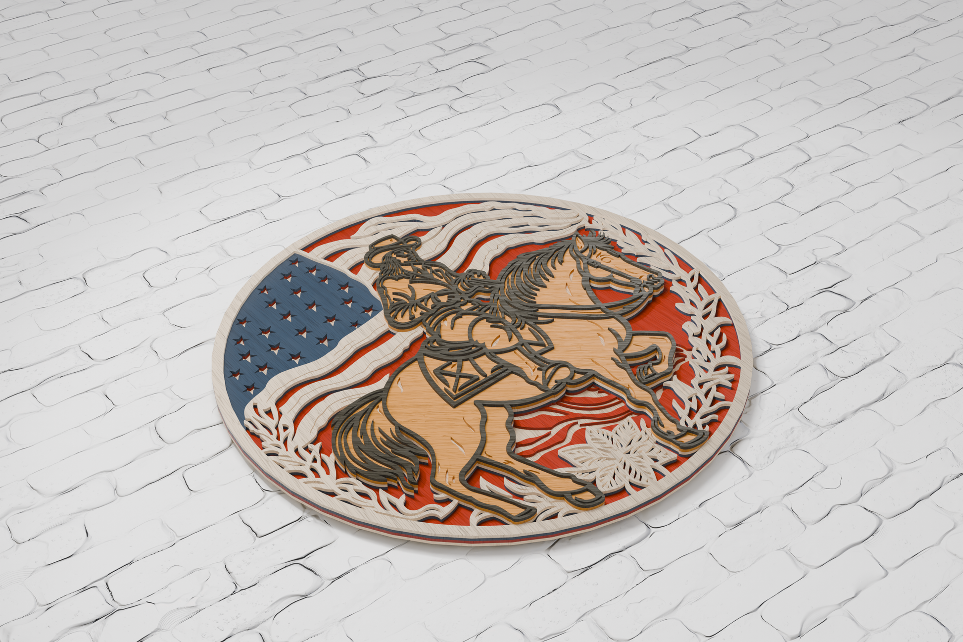 3D-wood-art-cowboy-horse-Glowforge-cut-file