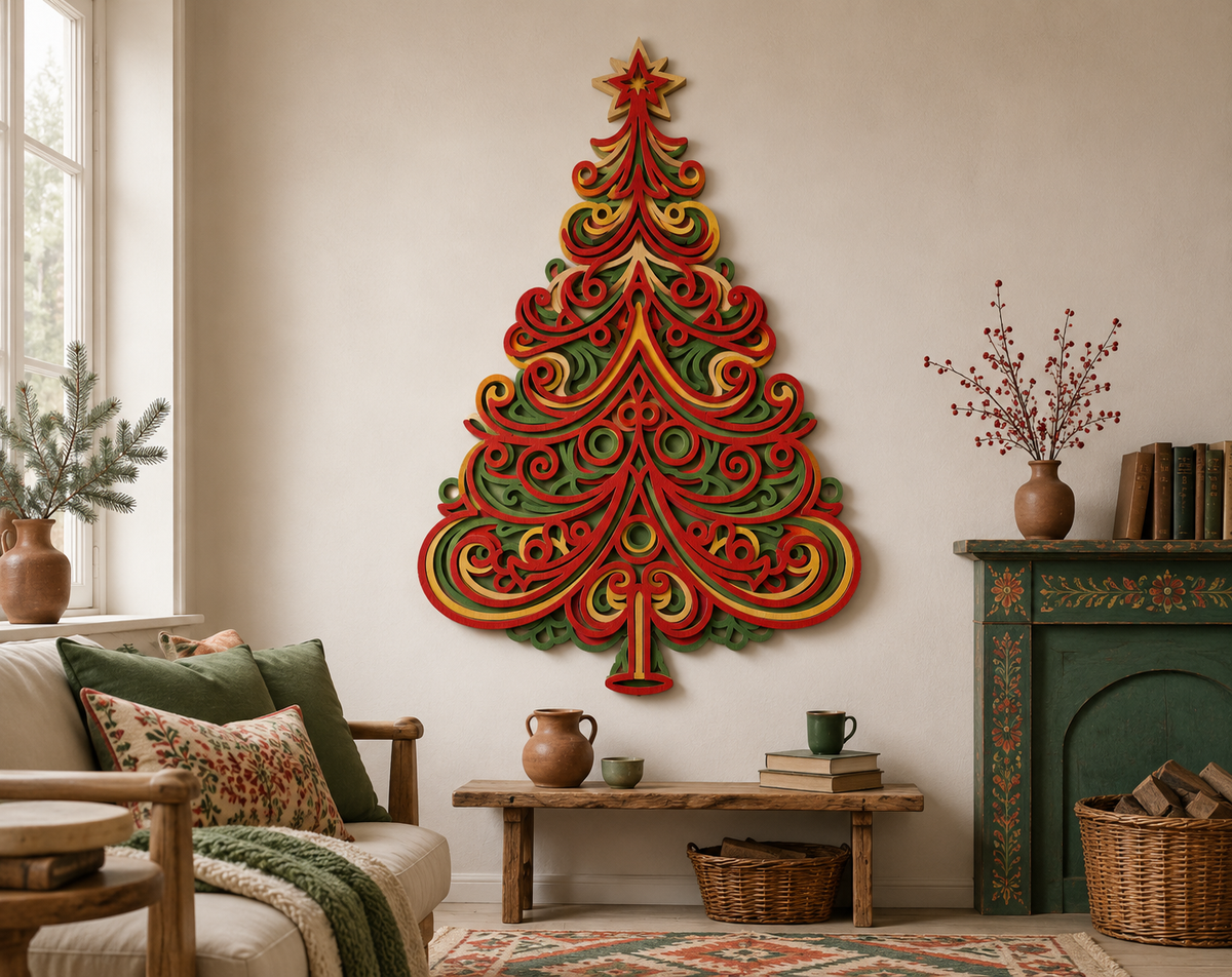 3D Christmas Tree layered shadow box cut file