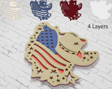 3D Layered American Flag Cowboy Hat for Cricut