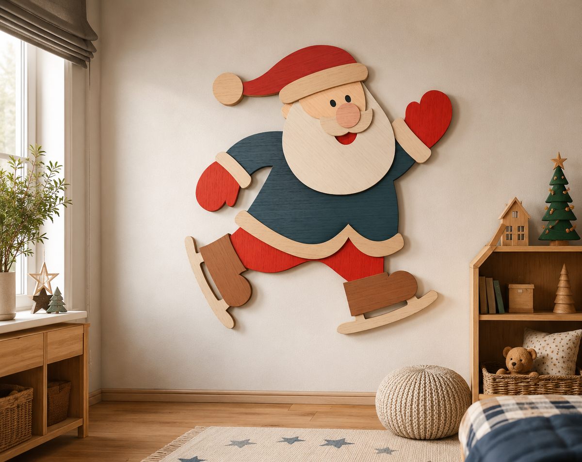 3D Santa Skates layered shadow box cut file