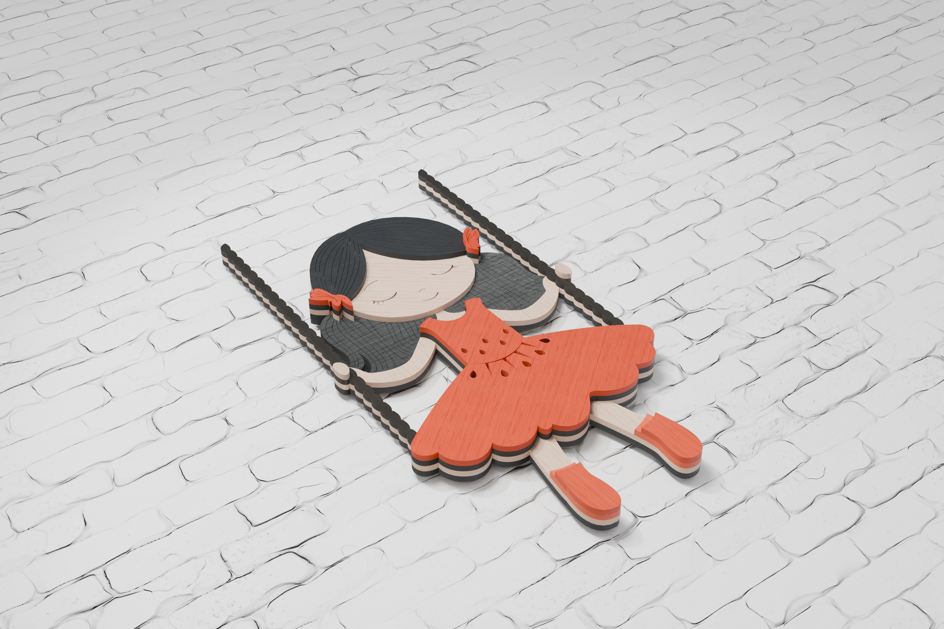 3D Shadow Box Girl on Swing SVG digital download
