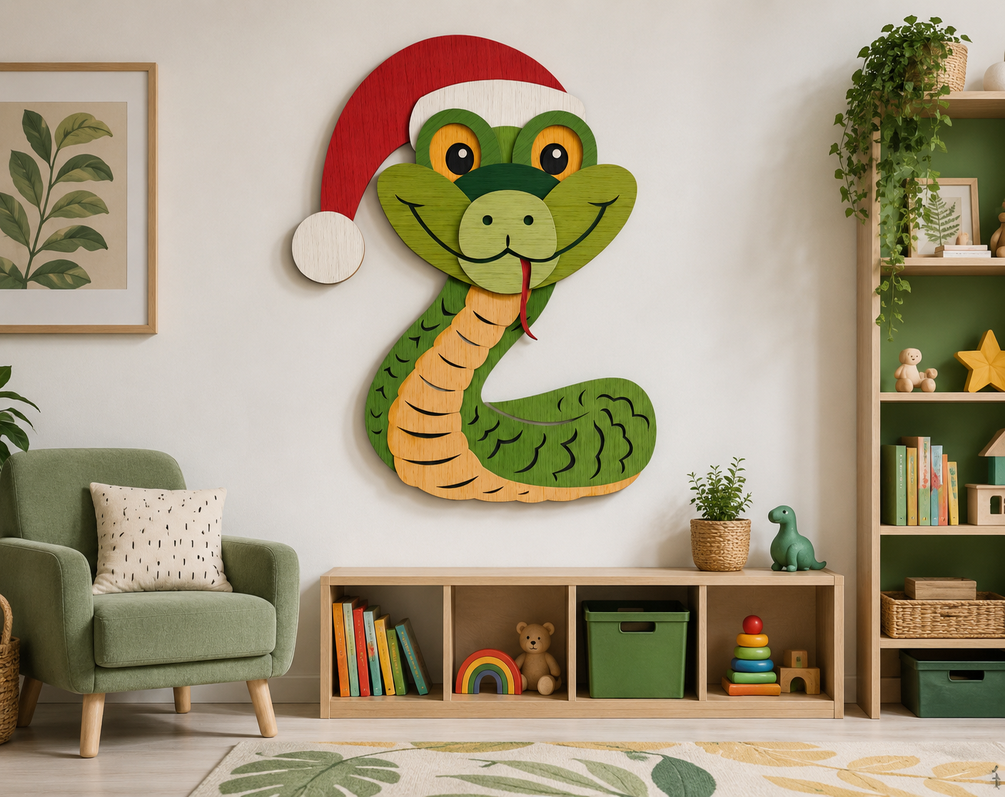 3D Snake Christmas Santa layered shadow box cut file