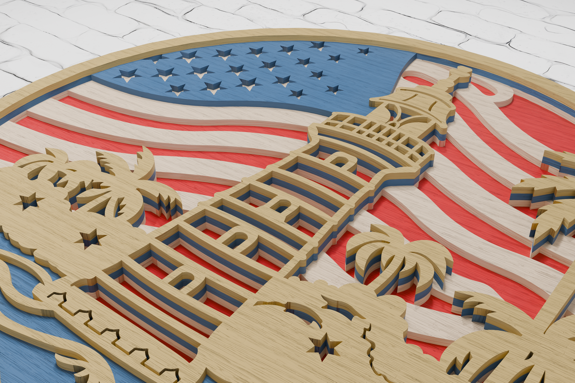 3D USA Flag Lighthouse Shadow Box for Cricut