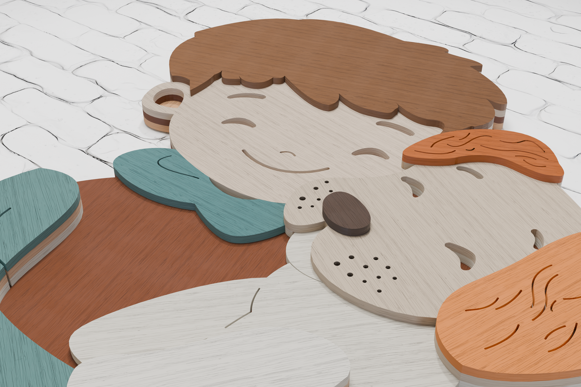 3D boy and dog mandala laser file Glowforge Cricut

