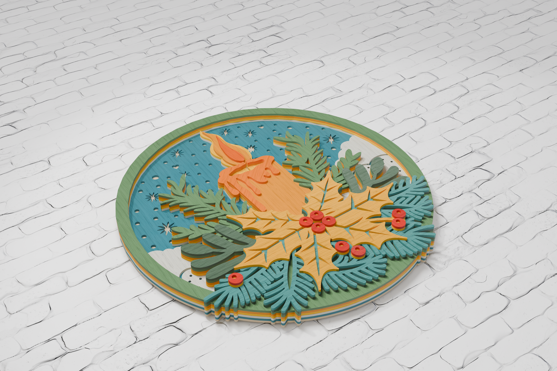 3D layered Christmas candle mandala for xTool laser

