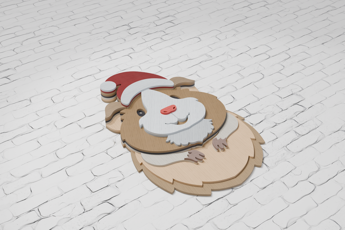 3D layered Christmas hamster for xTool laser

