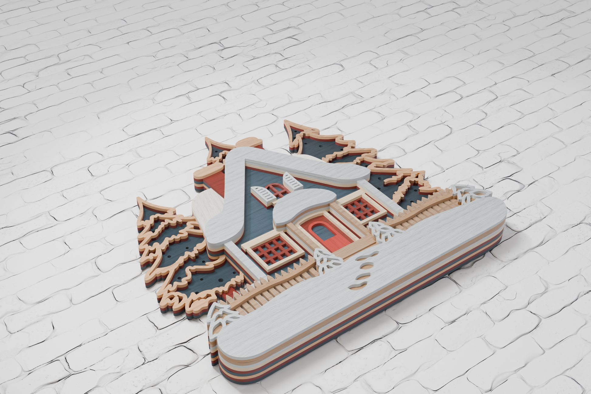 3D layered Christmas house for xTool laser

