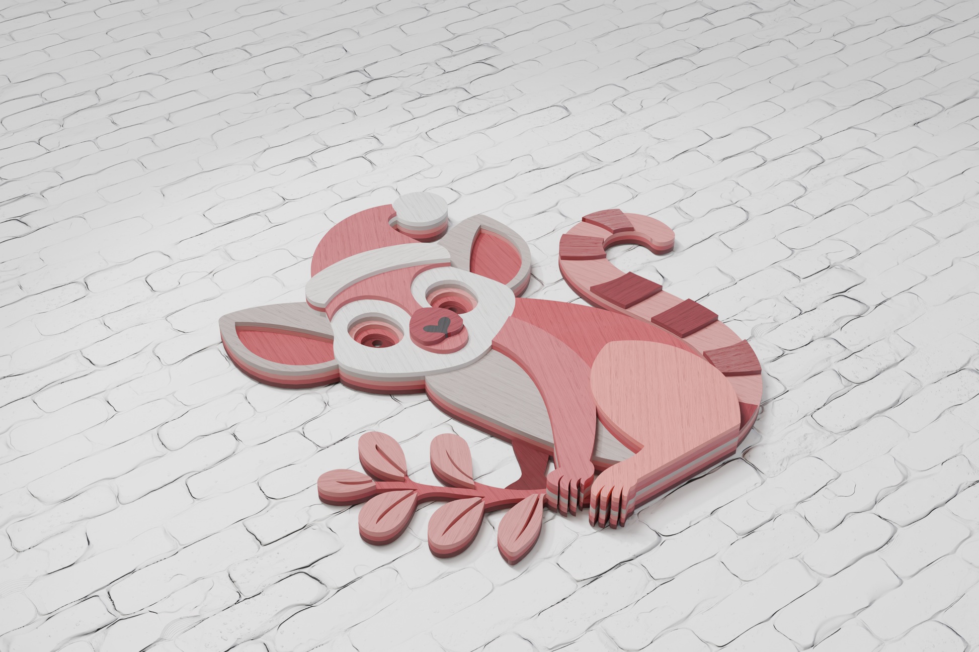 3D layered Christmas lemur for xTool laser

