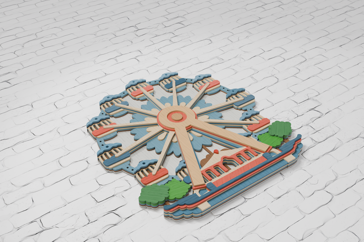 3D layered Ferris wheel for xTool laser cutting

