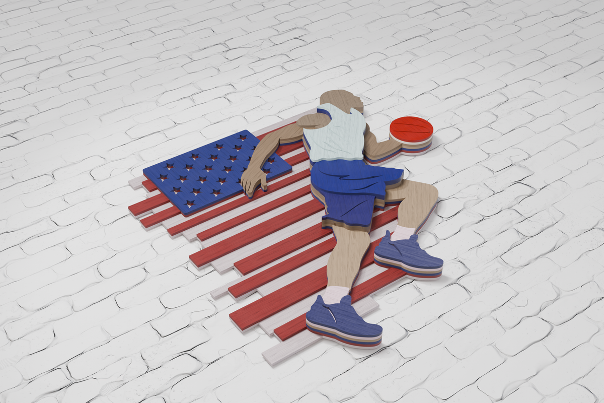 3D layered basketball player for xTool laser cutting

