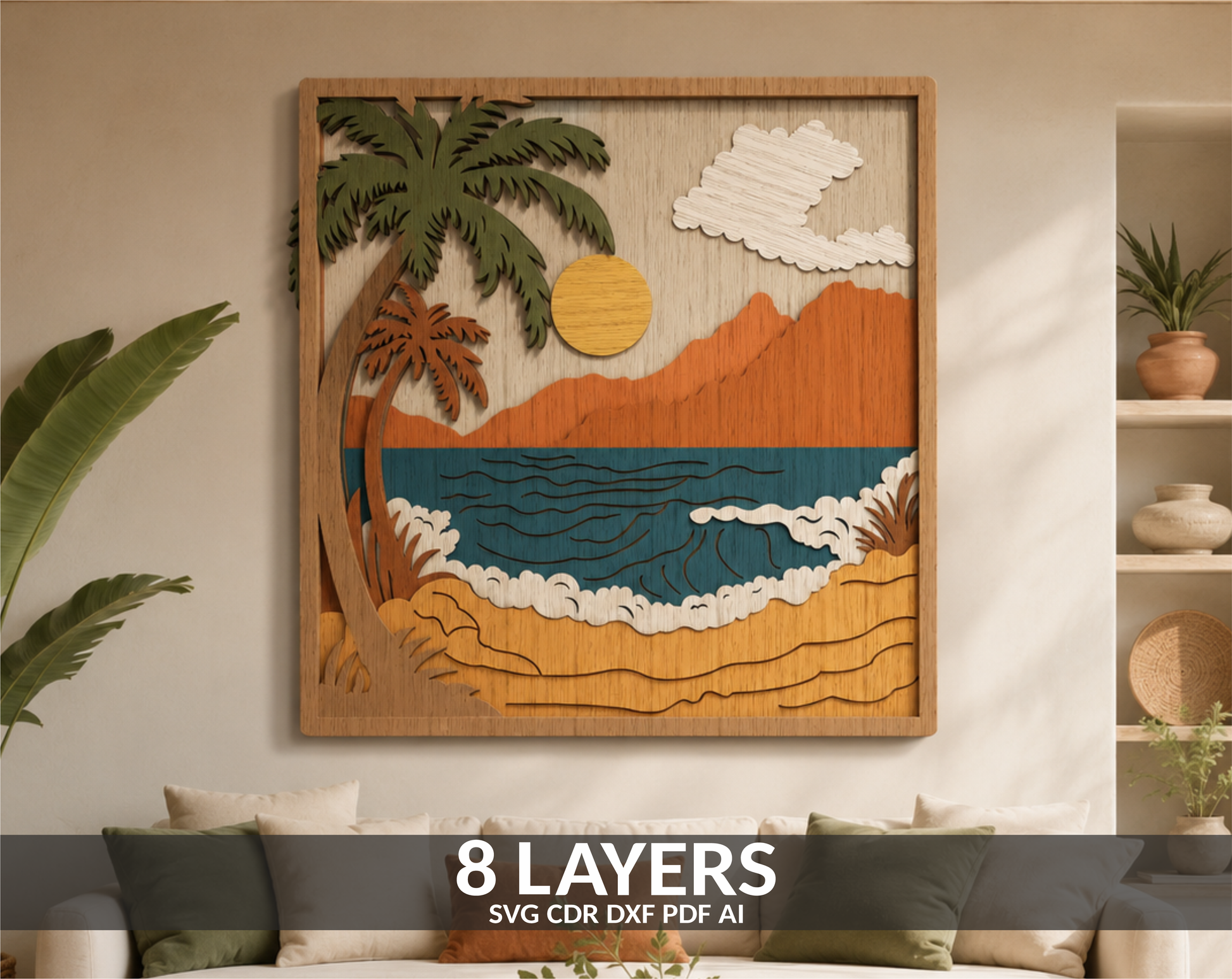 3D layered beach mandala SVG laser cut file design preview