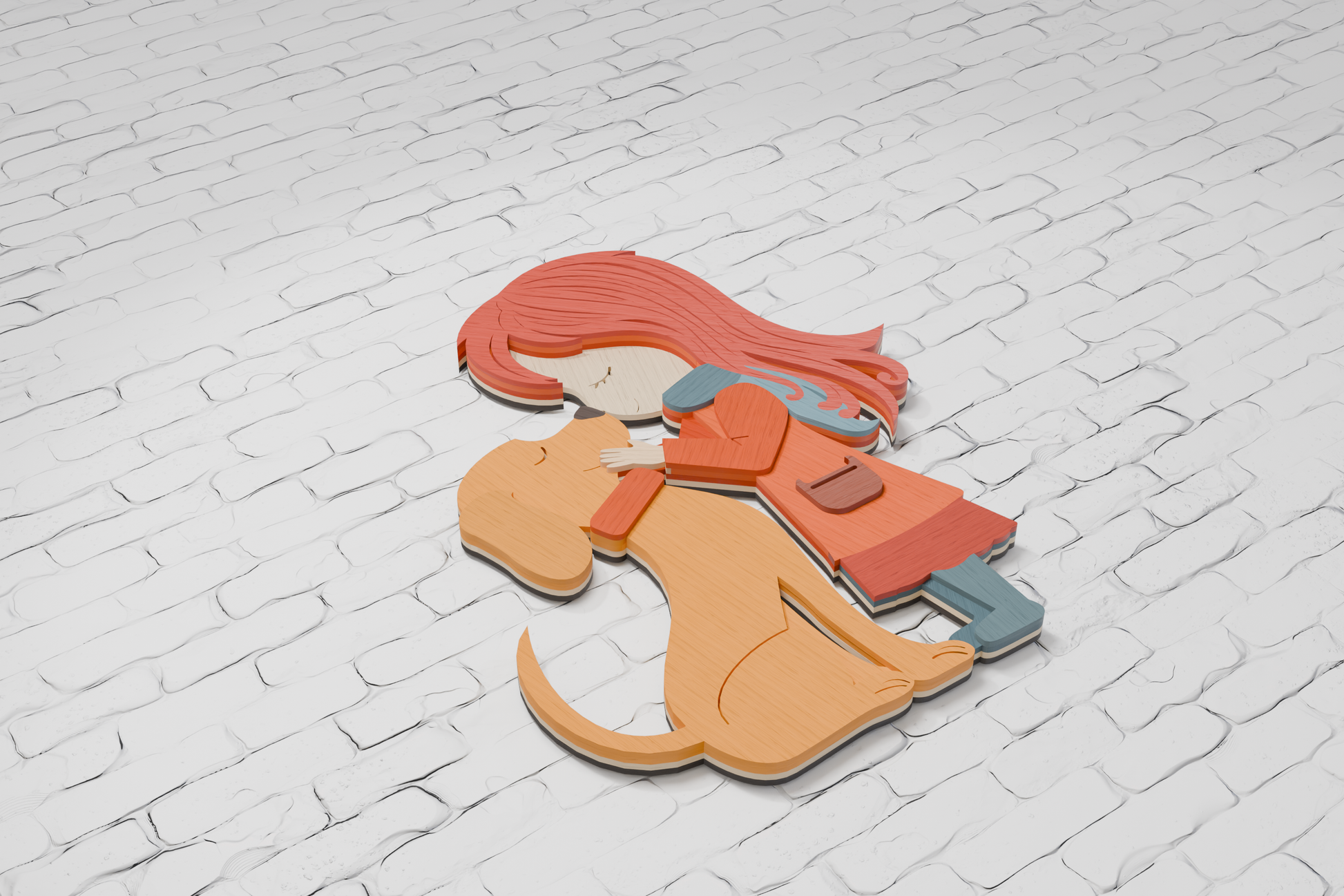 3D layered child and dog for xTool laser

