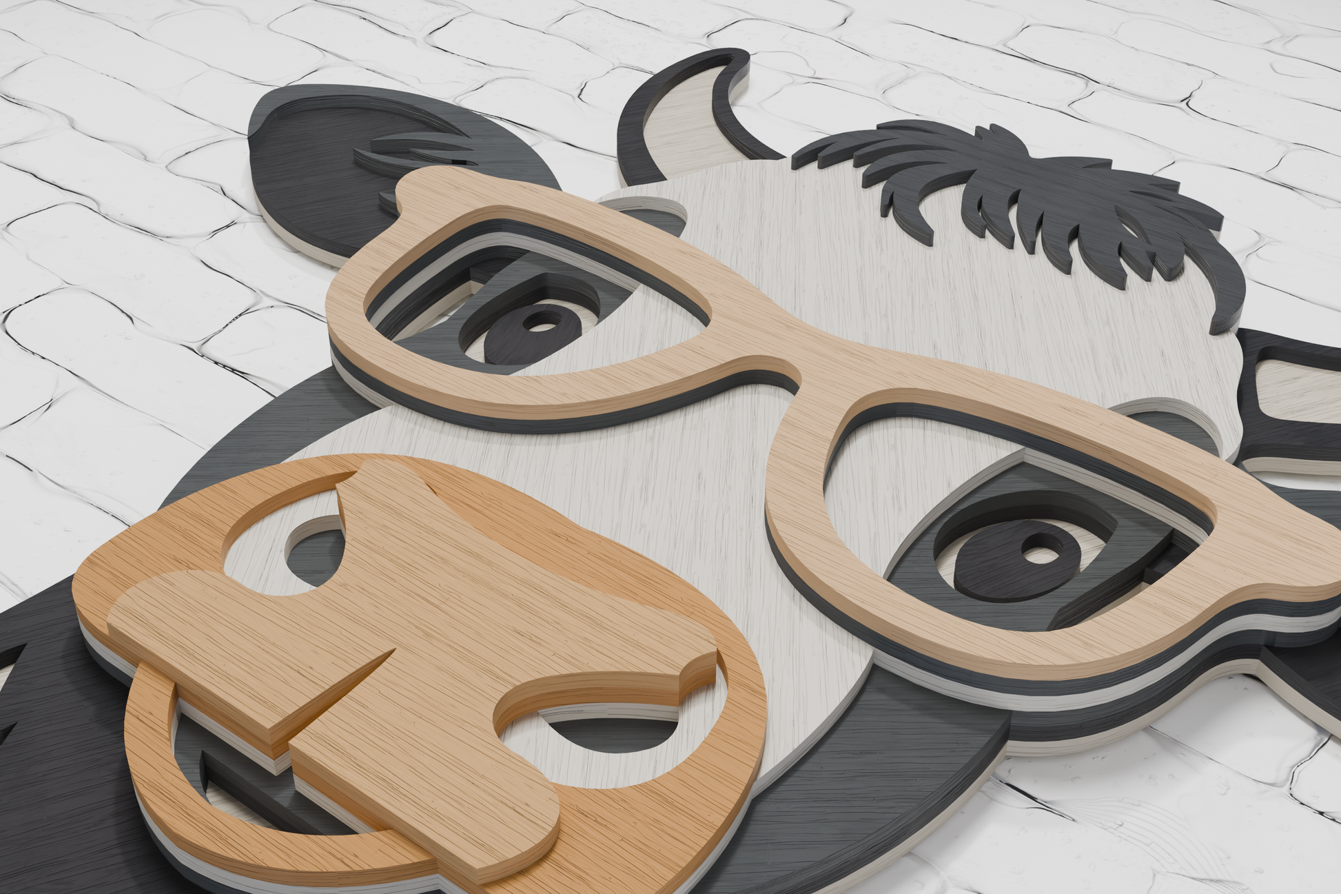 3D layered cow in glasses for xTool laser

