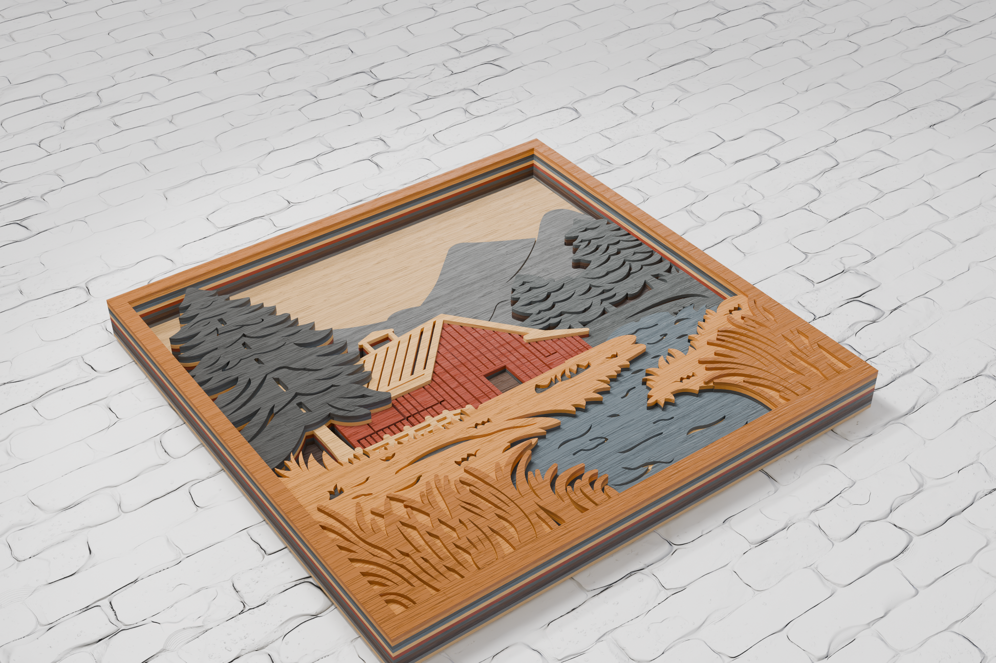 3D layered farm barn for xTool laser

