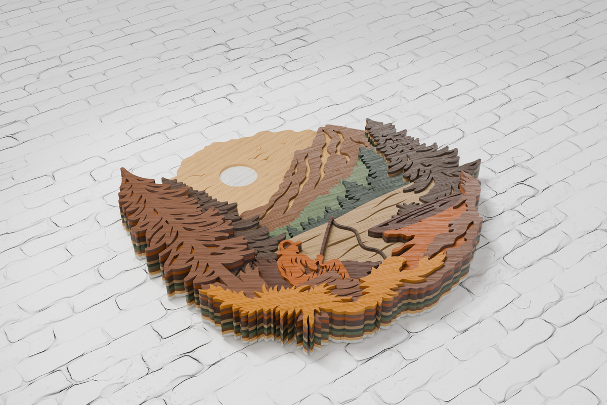 3D layered fisherman for xTool laser cutting

