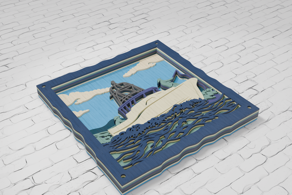 3D layered fishing boat for xTool laser cutting

