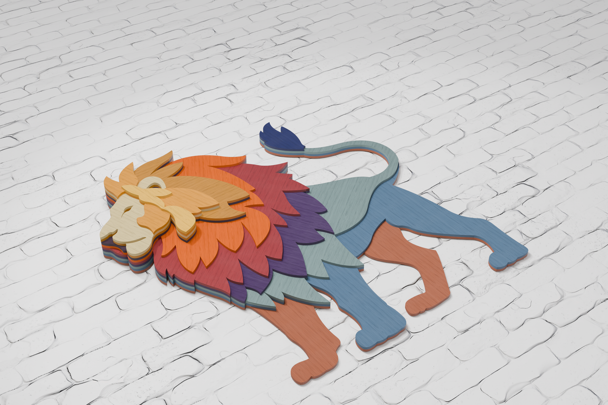 3D layered lion for xTool laser cutting

