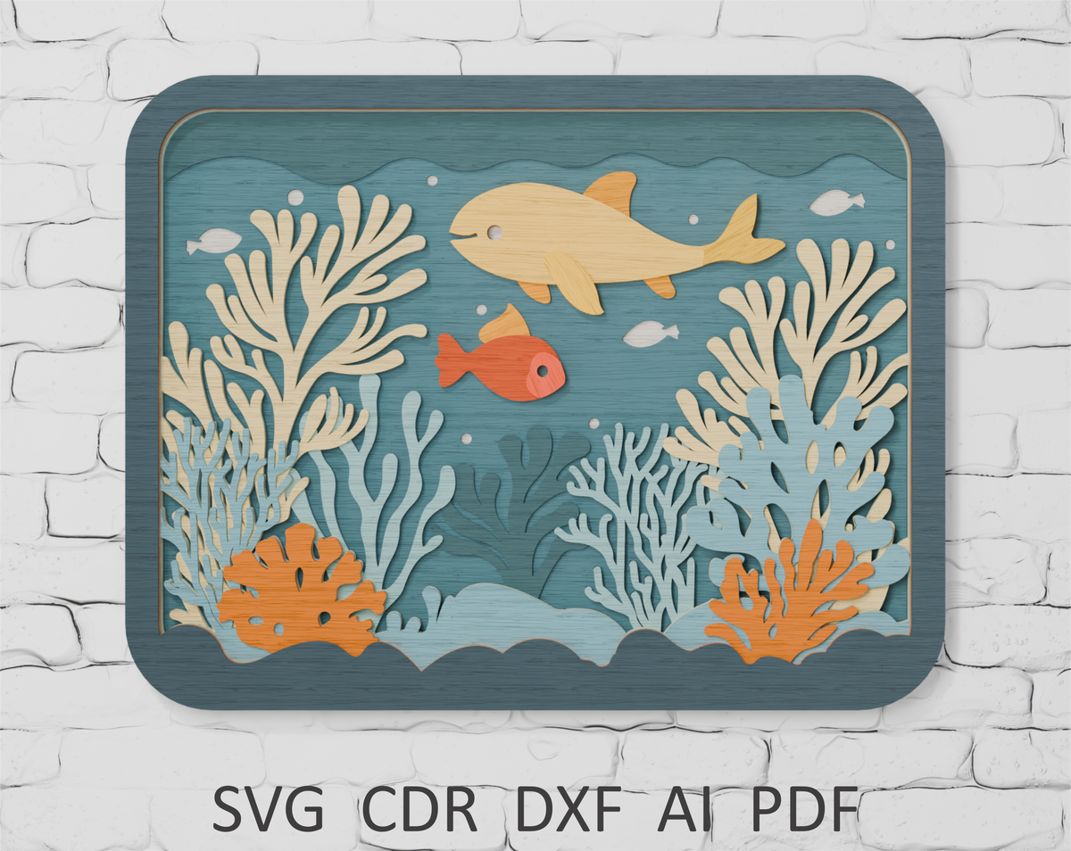 3D layered ocean scene for xTool laser cutting

