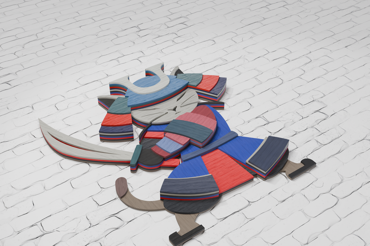3D layered samurai cat for xTool laser cutting

