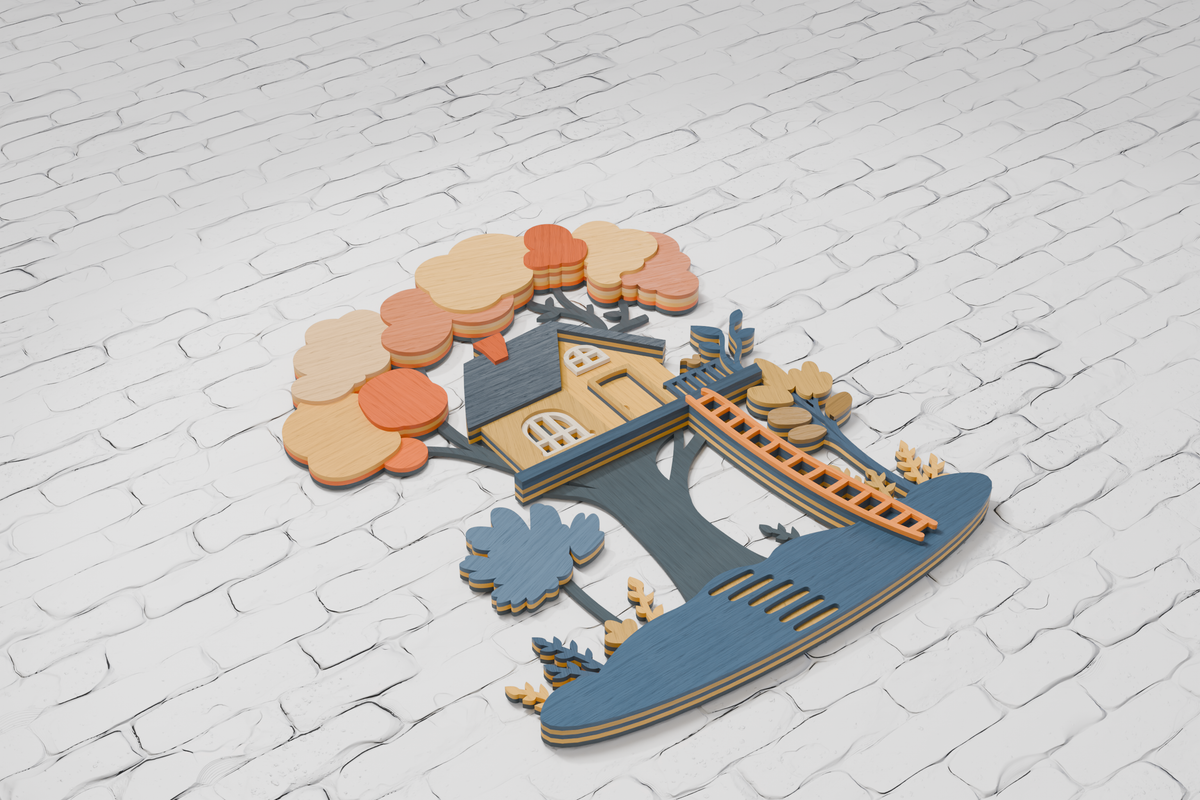 3D layered treehouse for xTool laser cutting

