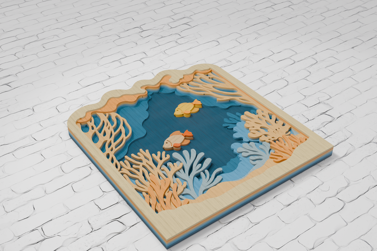 3D layered underwater scene for xTool laser cutting

