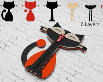 3D multilayer cat with tongue out