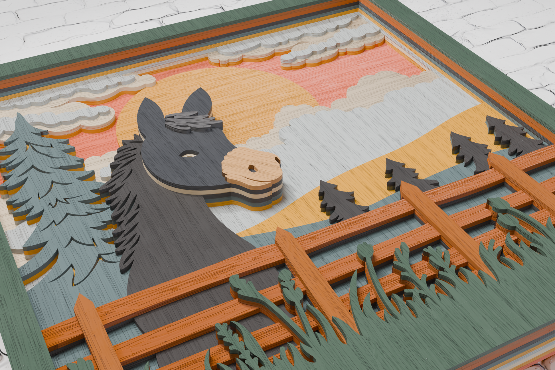 3D peeking donkey SVG cut template for CNC and laser router