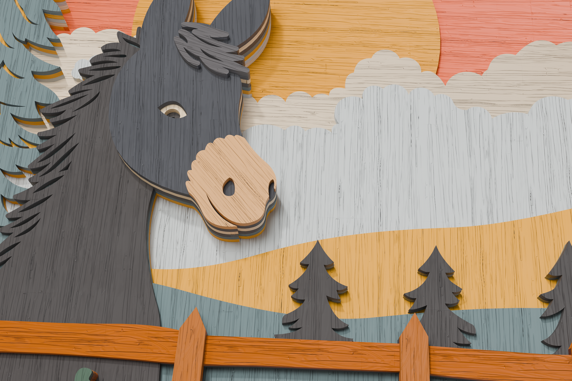 3D peeking donkey digital file bundle SVG DXF PDF CDR AI
