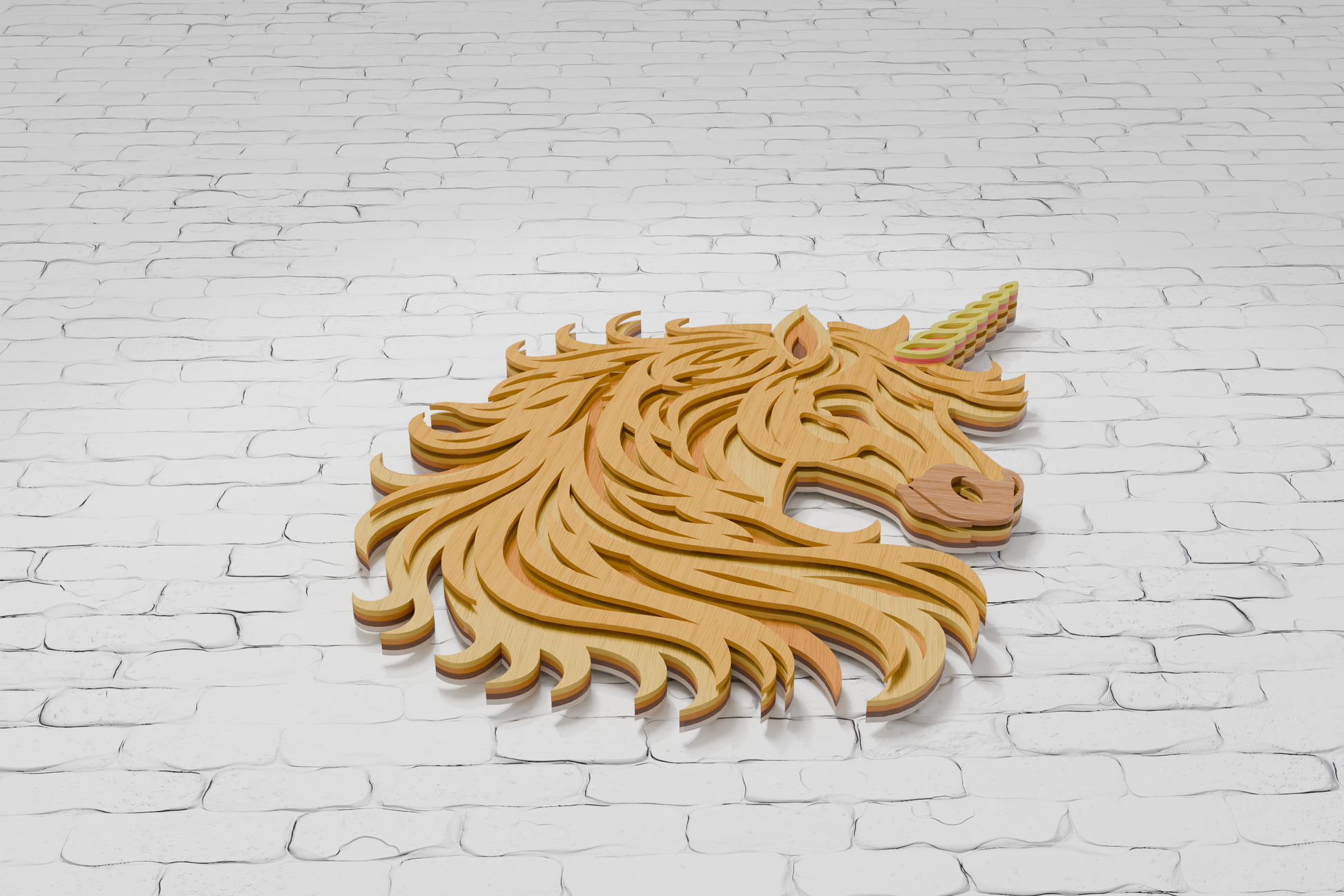 3D unicorn mandala paper craft template SVG

