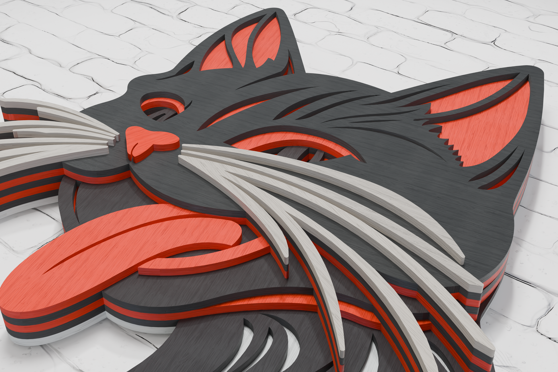 3d-cat-tongue-out-shadow-box-laser-cut-template-pdf