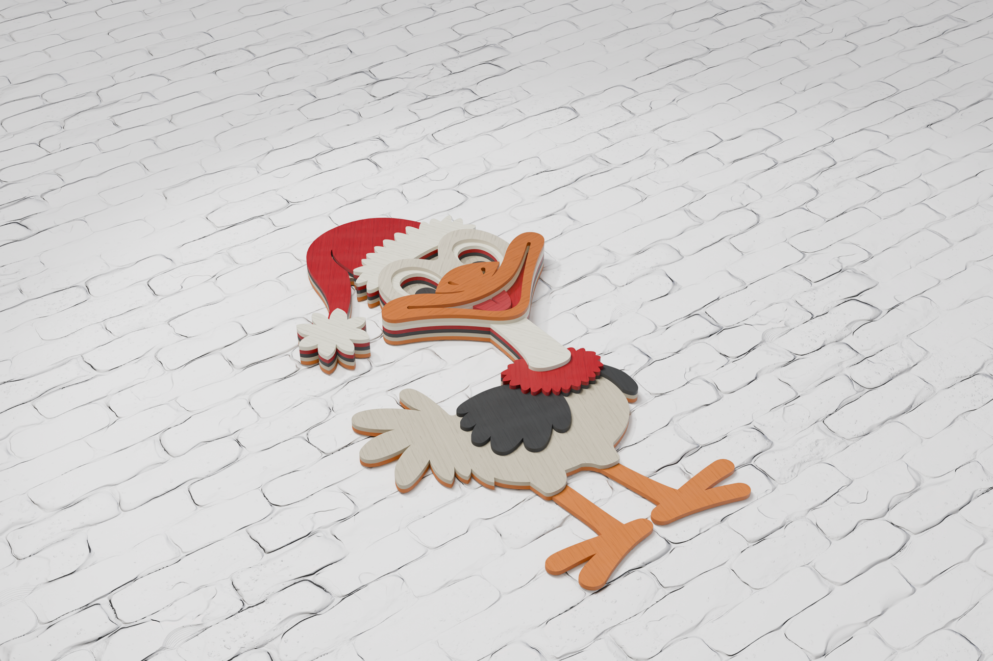 3d-christmas-ostrich-shadow-box-laser-cut-template-pdf