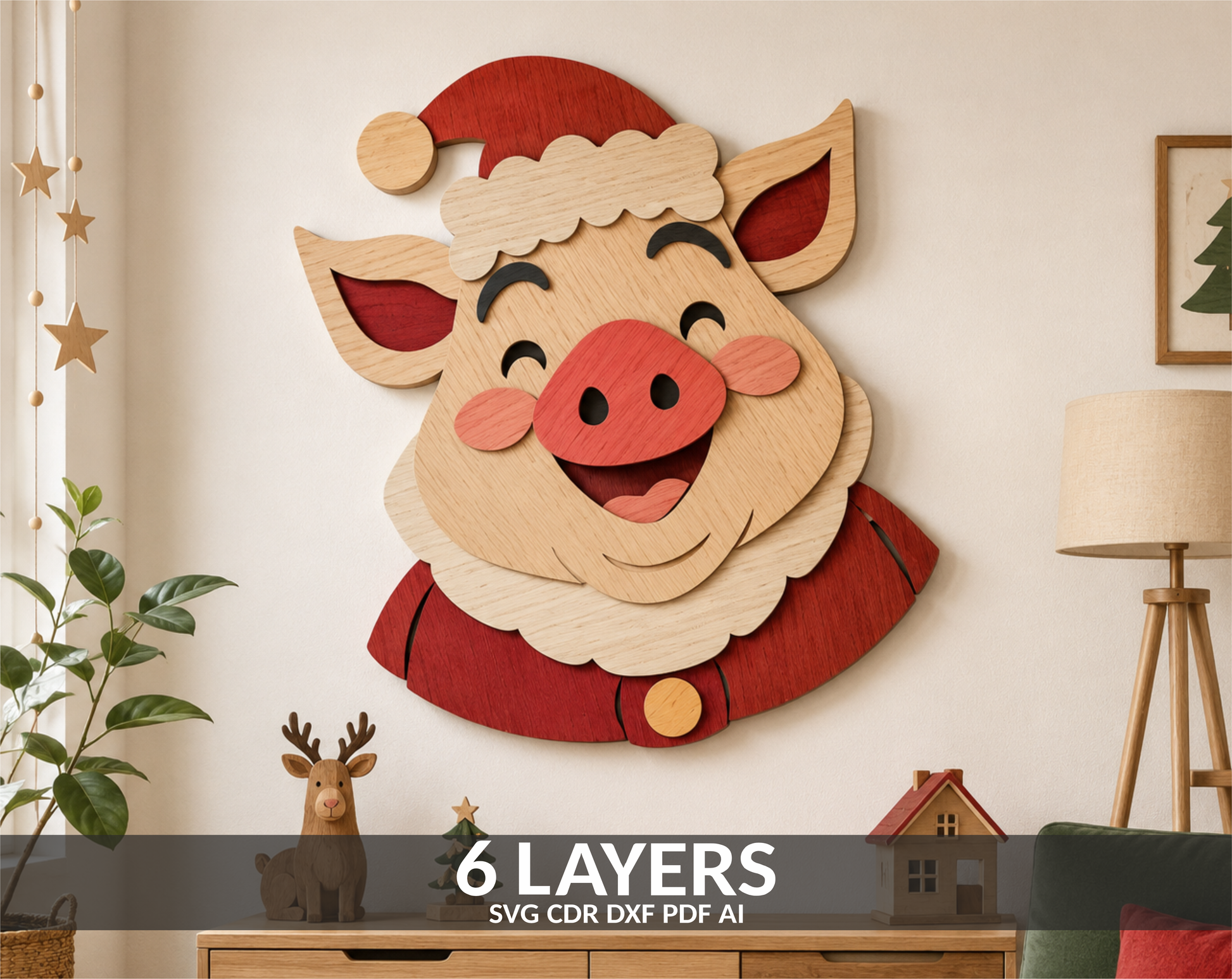 3d-layered-pig-christmas-santa-hat-svg-laser-cut-file-wood-craft