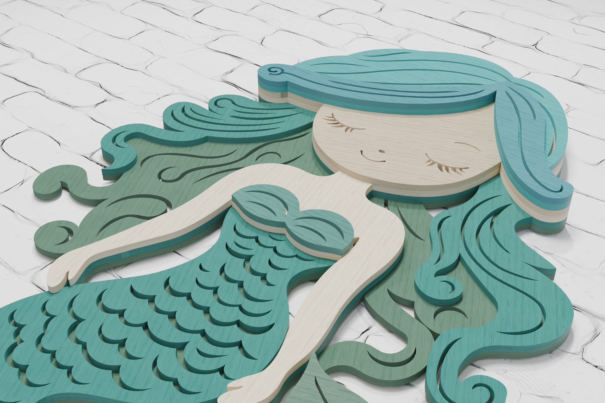 3d-mermaid-shadow-box-laser-cut-template-pdf