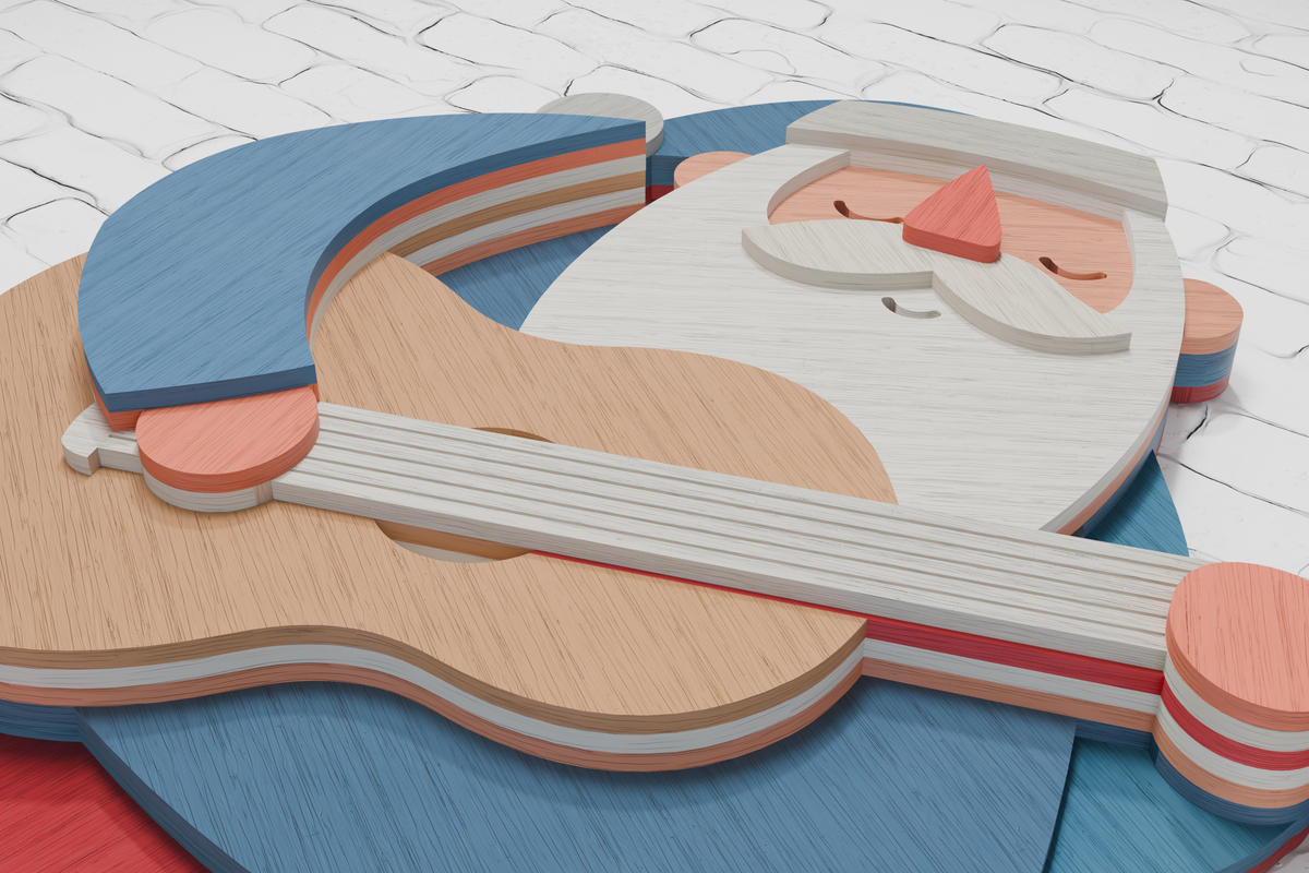 3d-santa-playing-guitar-shadow-box-laser-cut-template-pdf