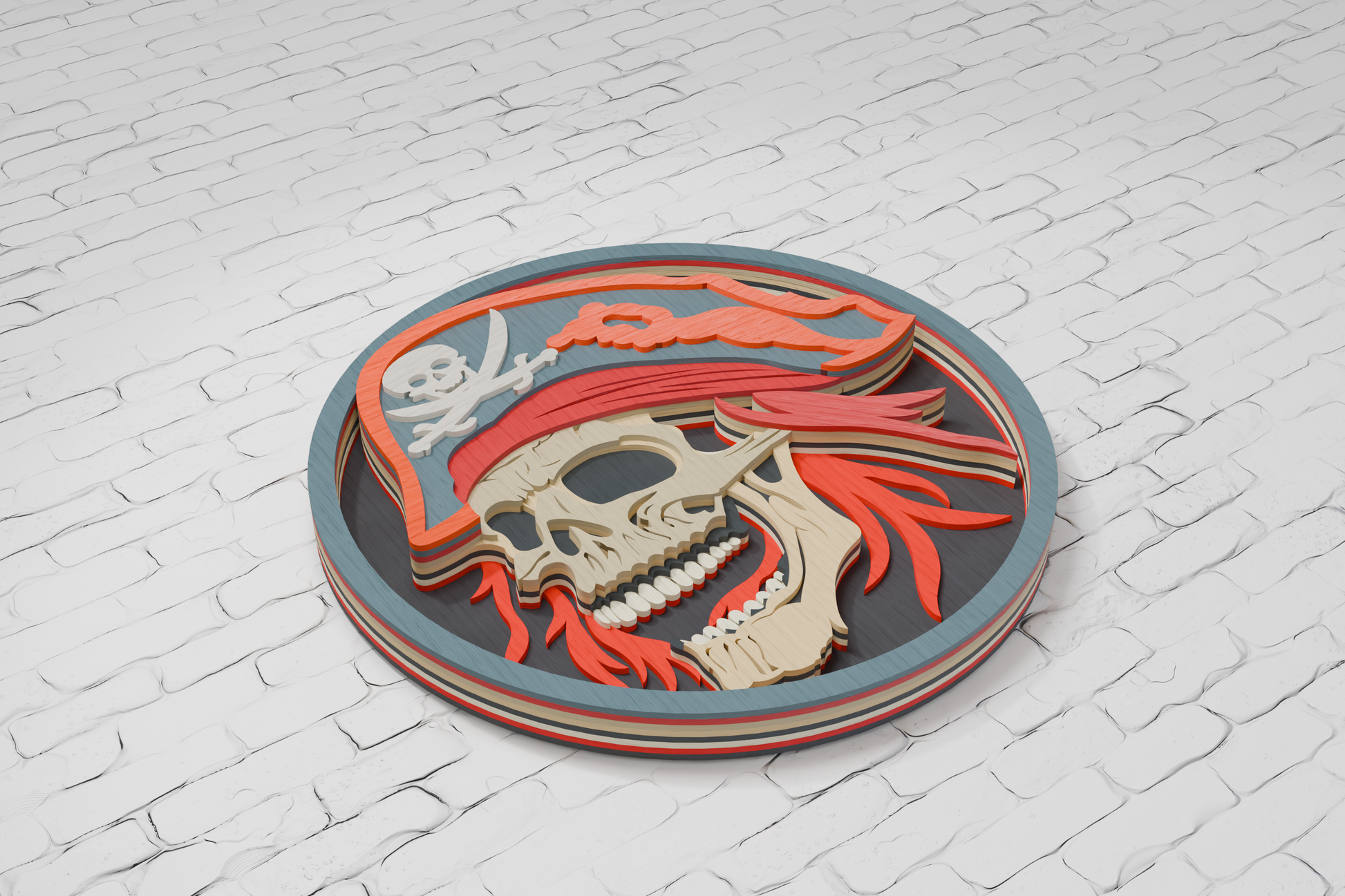 3d-wooden-pirate-skull-craft-design-silhouette-studio