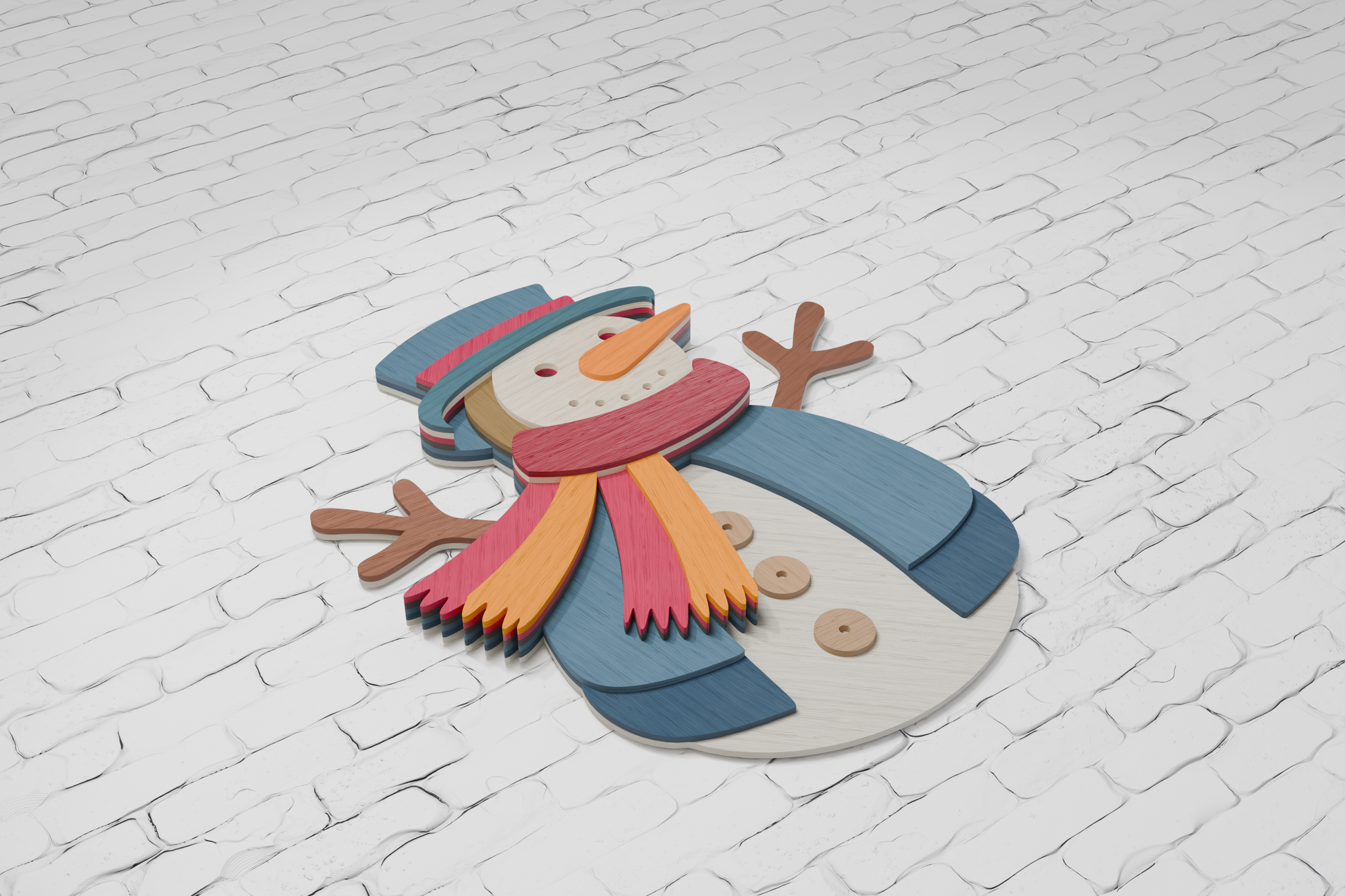 3d-wooden-snowman-craft-design-silhouette-studio