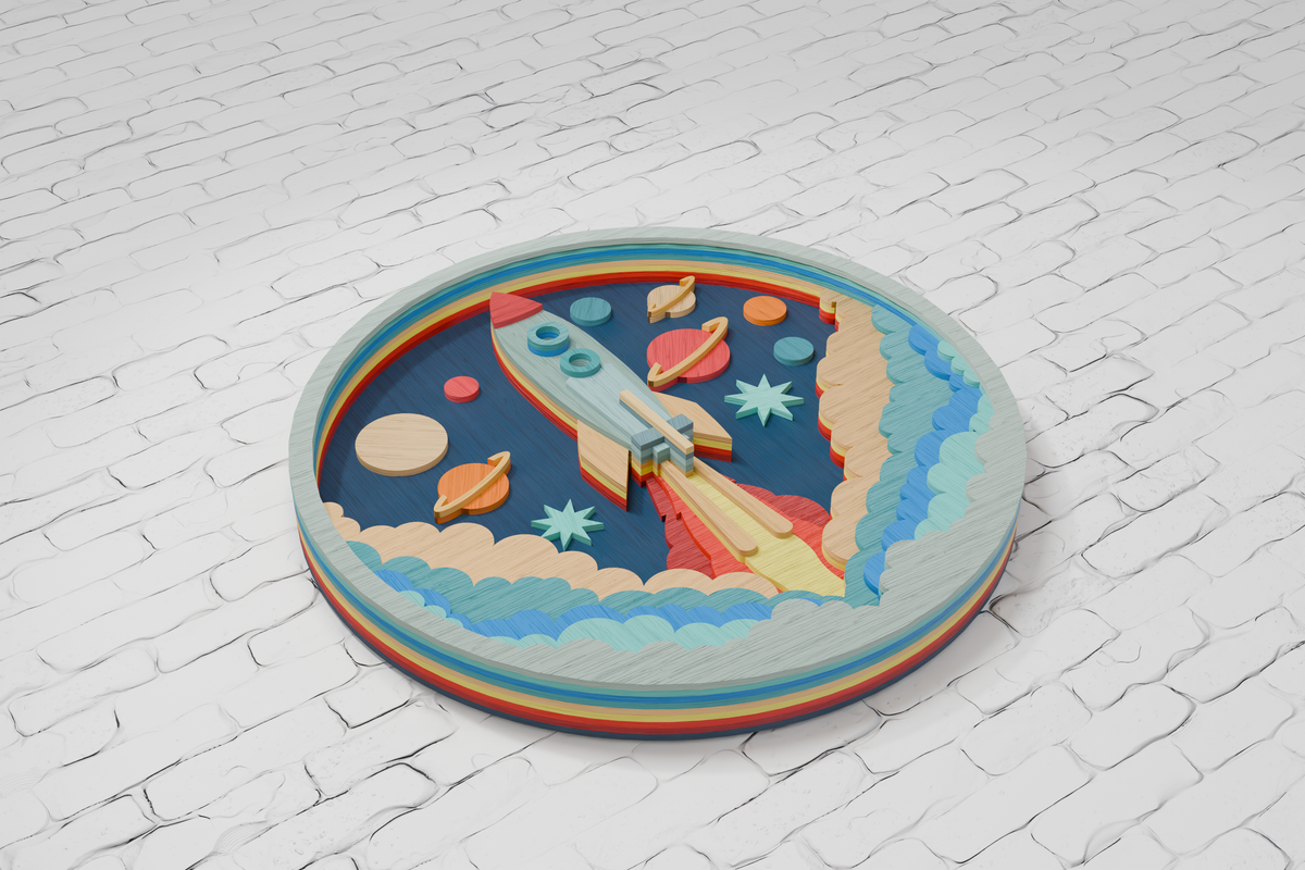 3d-wooden-space-rocket-craft-design-silhouette-studio