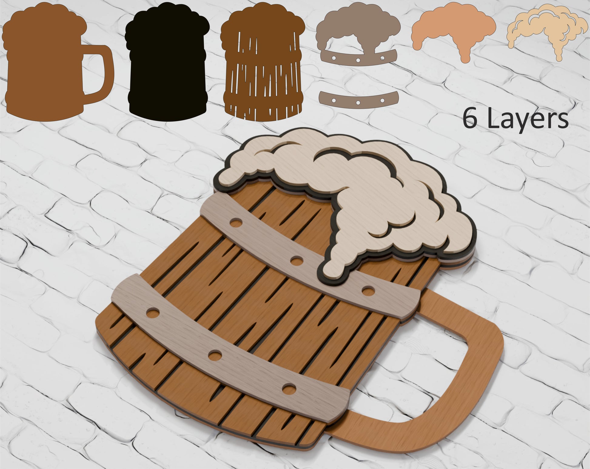 3d beer pint shadow box laser cut file