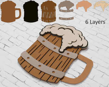 3d beer pint shadow box laser cut file