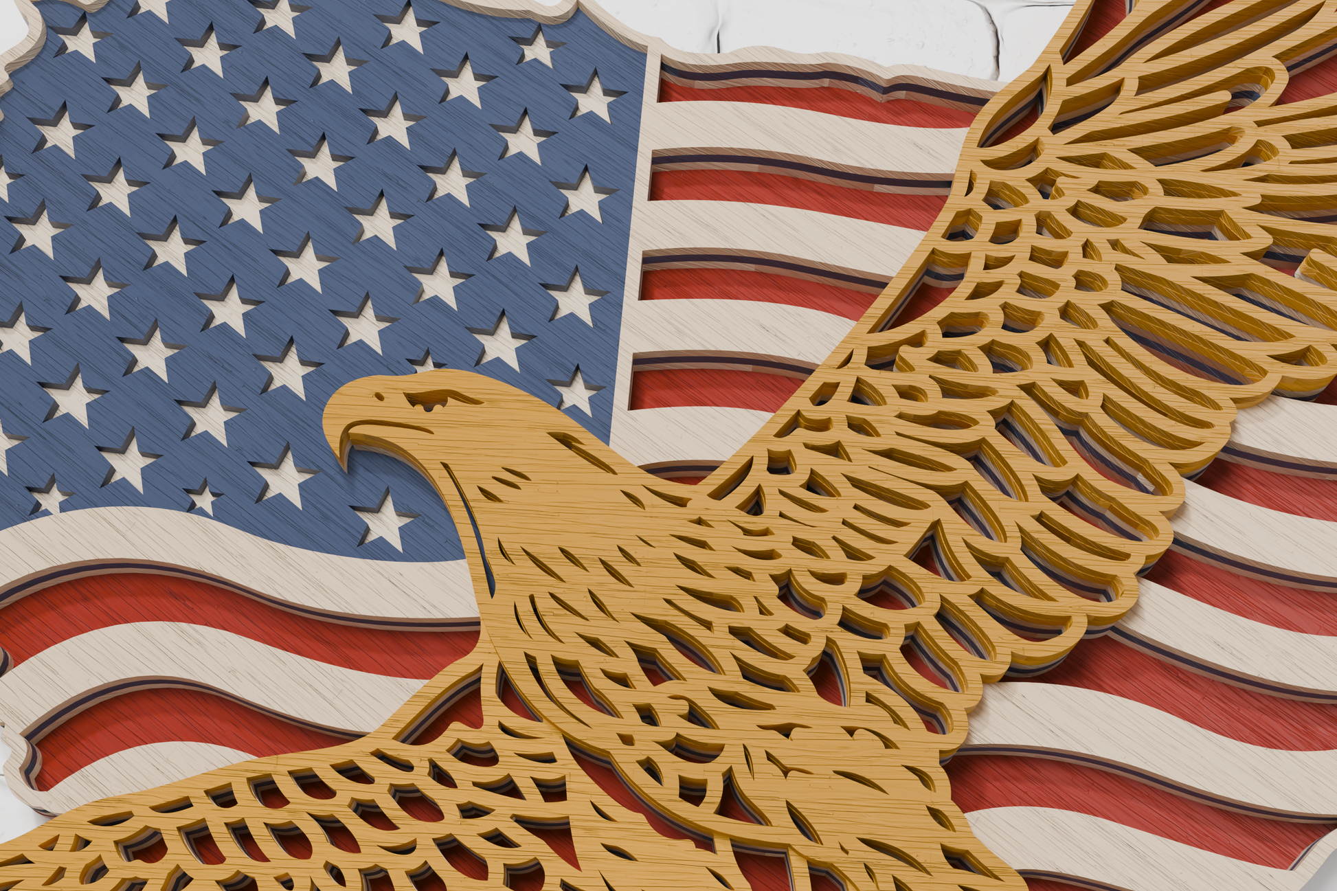 3d layered american eagle usa flag svg