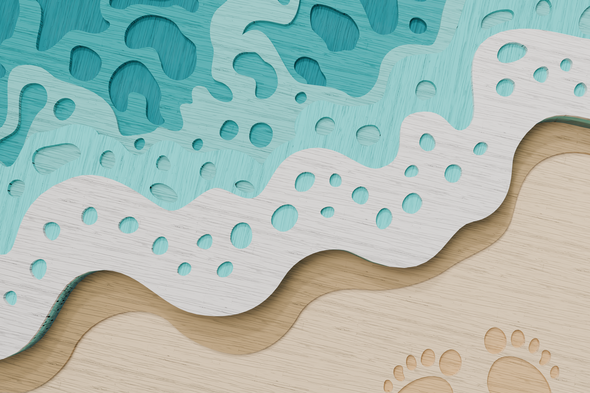 5-layer beach shadow box paper craft

