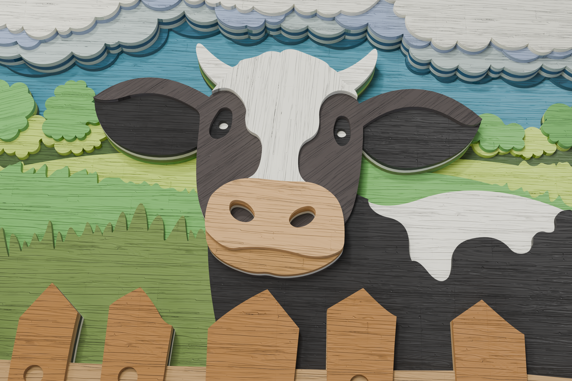 Adorable cow on farm multilayer SVG instant digital download