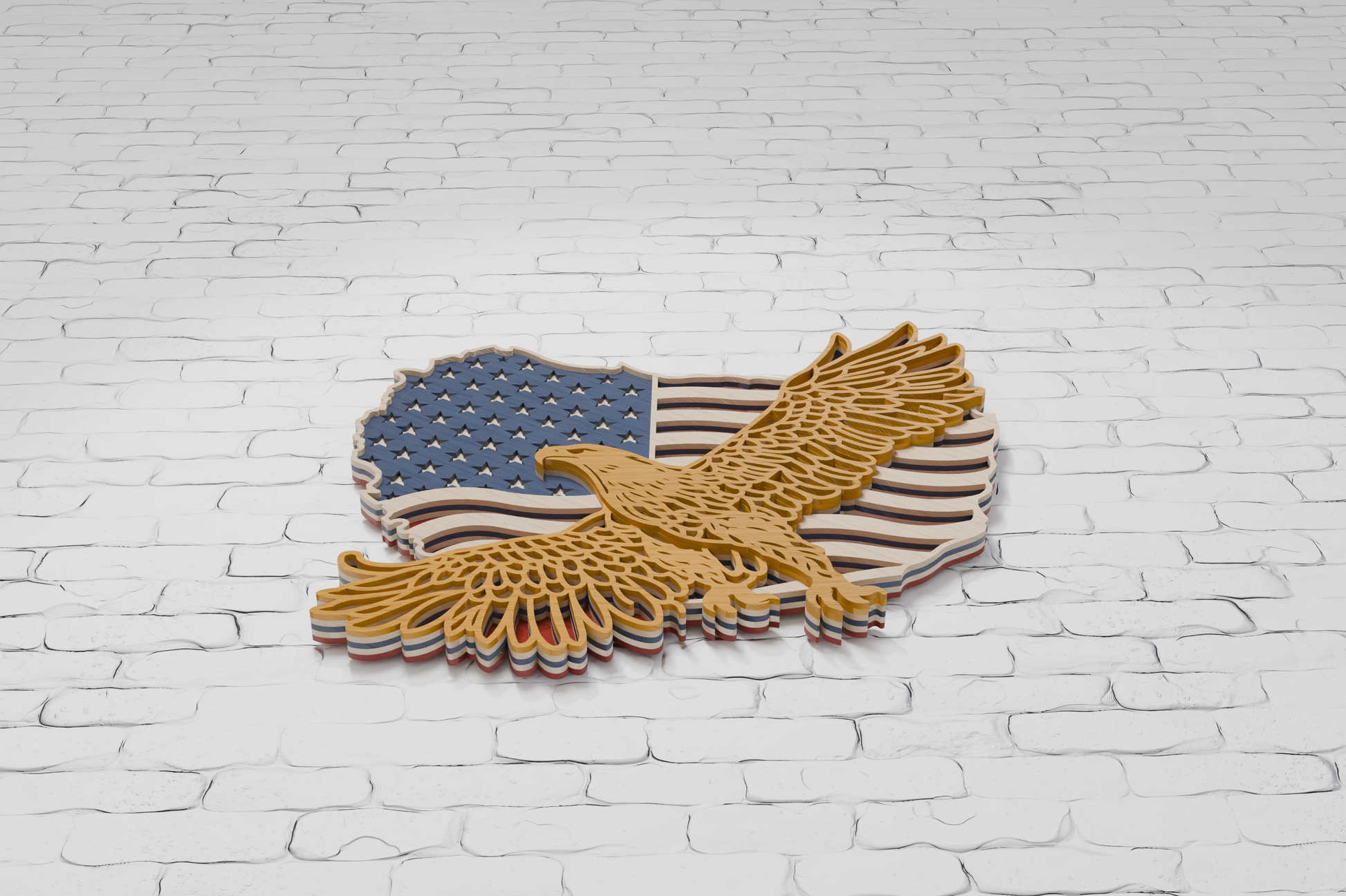 American Eagle US Flag multilayer cut file SVG DXF AI