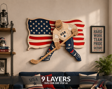 American Flag Hockey Player SVG File

