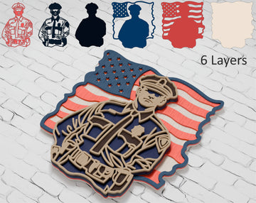 American Flag Police Layered Cut File

