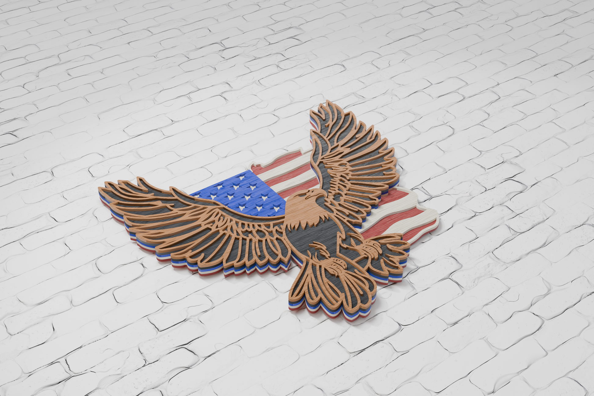American eagle silhouette flag background laser engraving file

