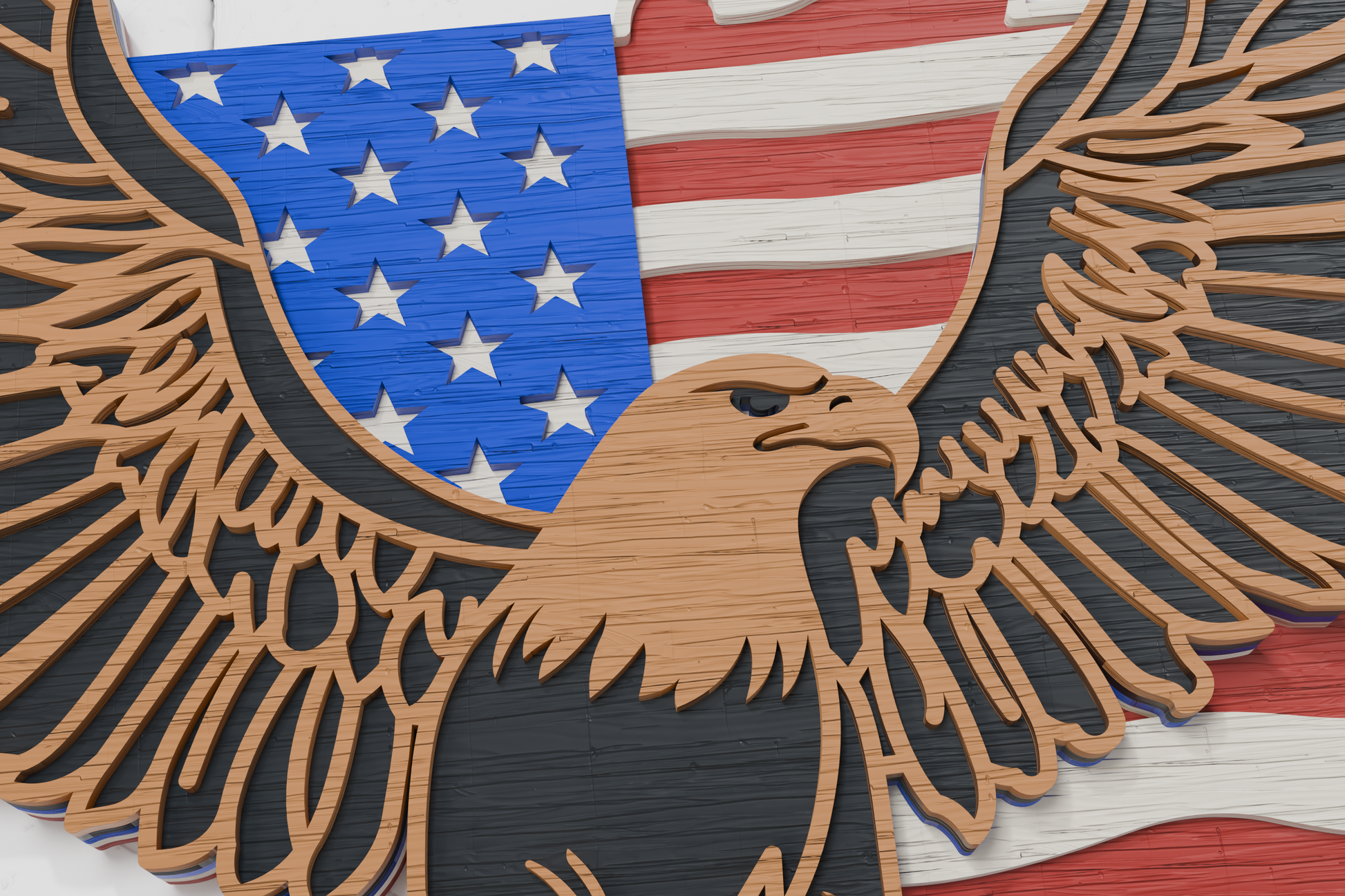 American flag eagle shadow box SVG for Glowforge

